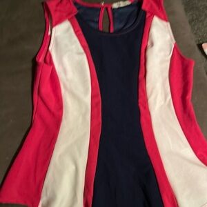 PAPAYA Marled Sleeveless Top Scoop Neck Tunic Pink White Blue Women’s SZ Large